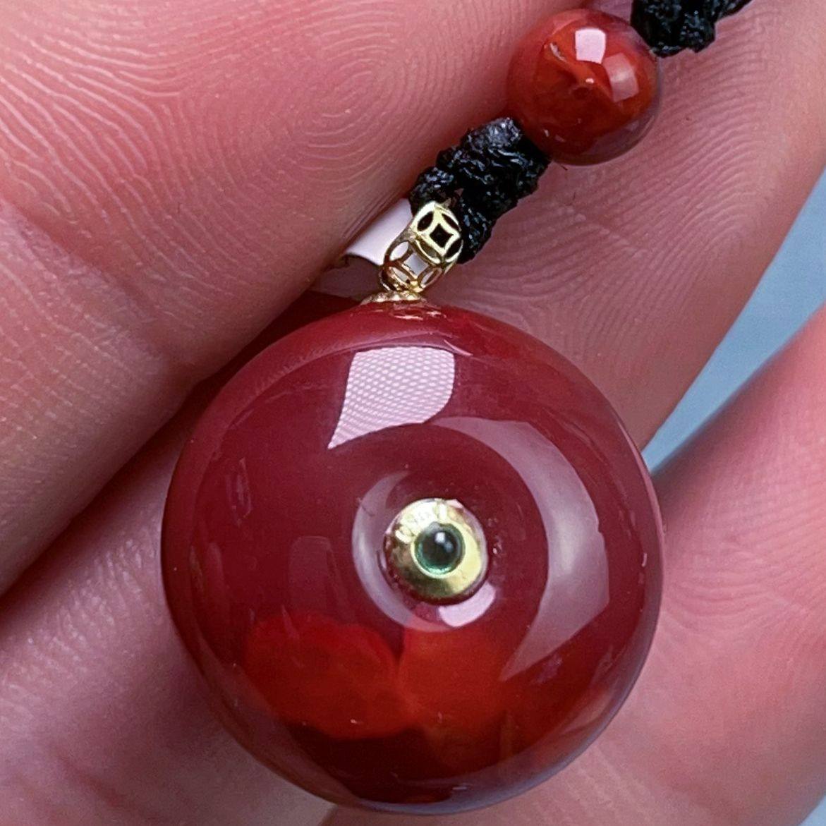 254C43-1四川凉山南红瓦西柿子锦牛血火焰平安扣吊坠,淘宝优惠券,粉丝福利购,淘宝优惠卷