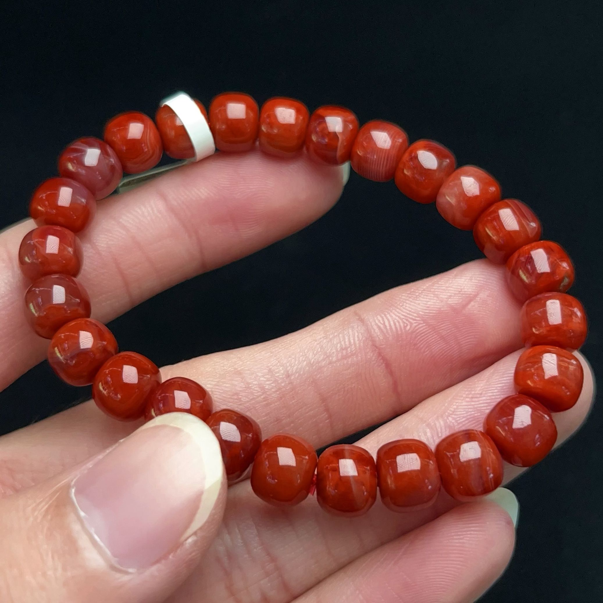 106C02凉山瓦西料南红柿子红老型单圈手串 - 图0