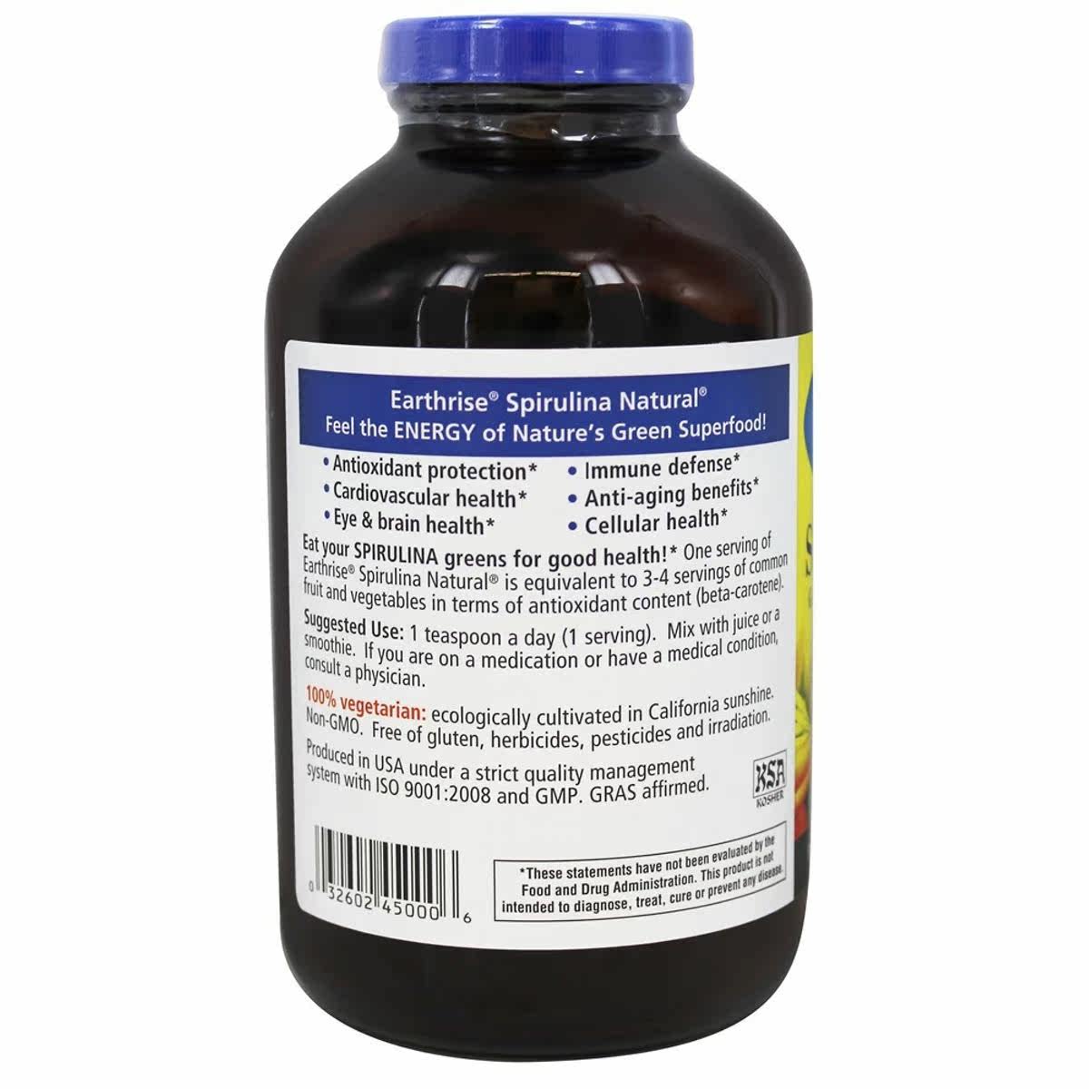 earthrise-螺旋藻-16盎司。天然粉 LuckyVitamin海外其他膳食营养补充剂