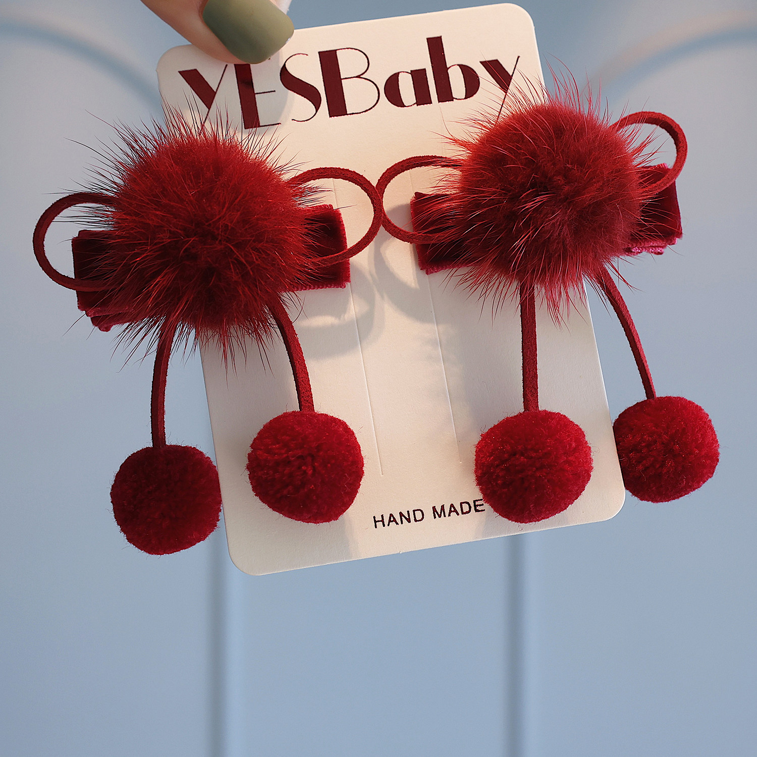 新年喜庆双马尾对夹宝宝可爱毛球蝴蝶结发夹儿童公主顶夹发卡头饰,淘宝优惠券,粉丝福利购,淘宝优惠卷