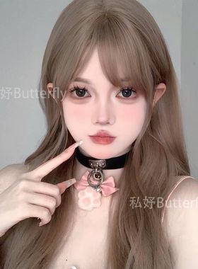 私妤：新款重工高定特制项圈猫爪蝴蝶结项圈choker颈链女友牵引绳