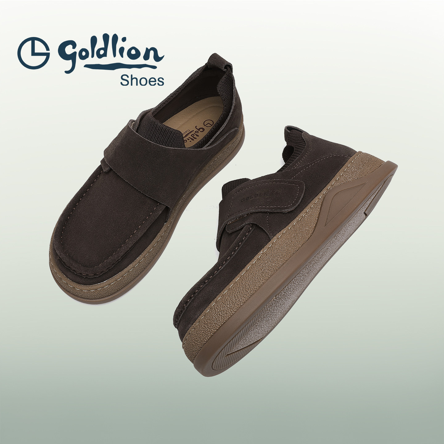 金利来男鞋棕色工装商务休闲鞋2025新款软底魔术贴厚底勃肯板鞋,淘宝优惠券,粉丝福利购,淘宝优惠卷