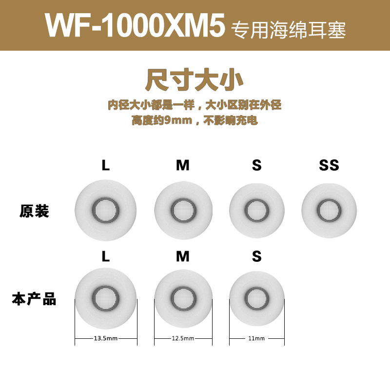 适用sony/索尼wf-1000xm5耳塞记忆海绵套蓝牙耳机聚氨酯原装耳帽 - 图1