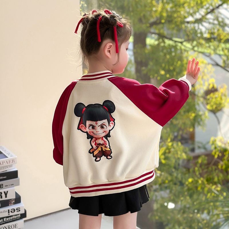 女童哪吒外套春季2025新款宝宝洋气秋装春秋季儿童棒球服女孩上衣,淘宝优惠券,粉丝福利购,淘宝优惠卷