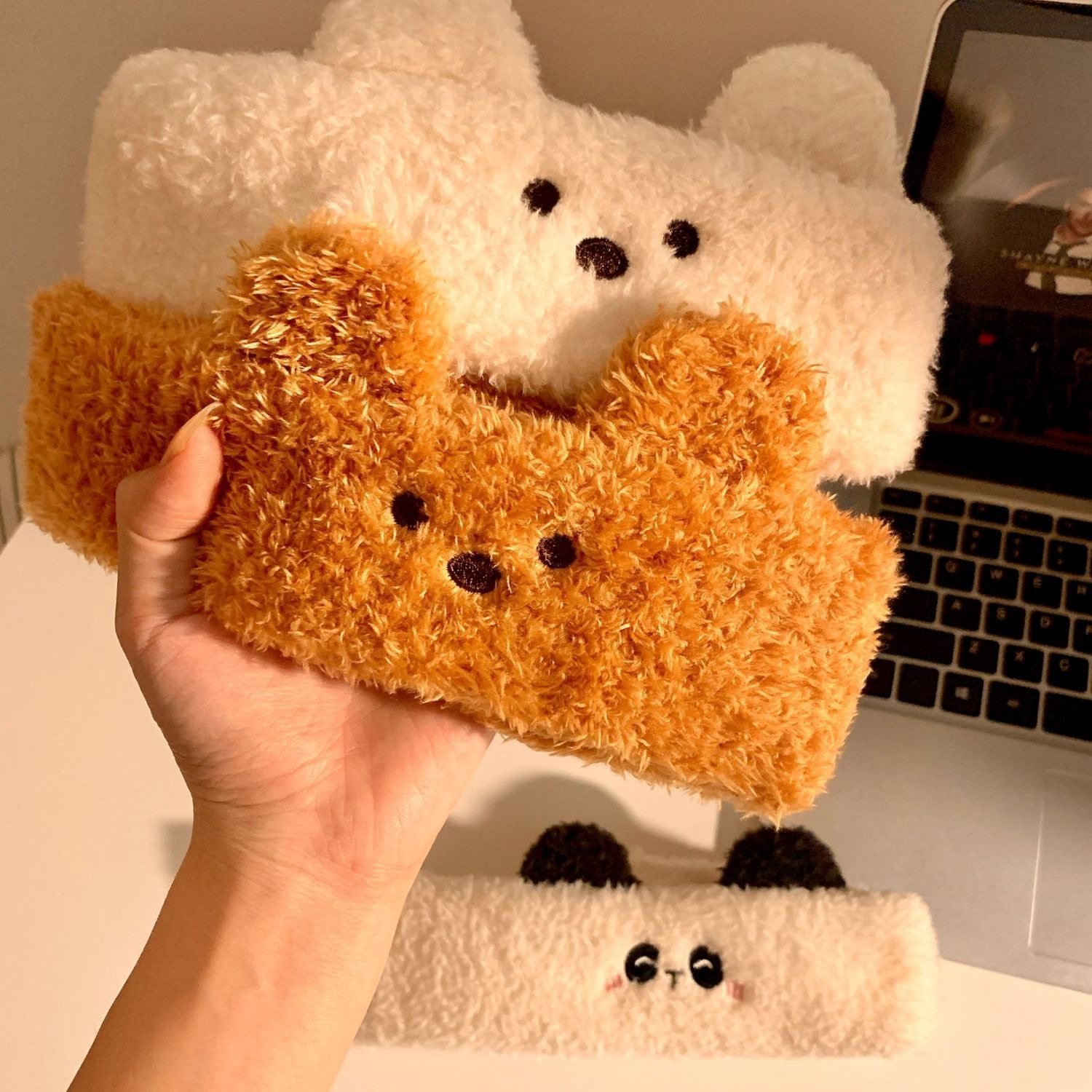 卡通毛绒小熊猫发带魔术贴熊耳朵动物洗脸头箍立体刺绣月子头巾女,淘宝优惠券,粉丝福利购,淘宝优惠卷