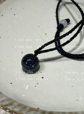 黑曜石吊坠蓝砂石项链女