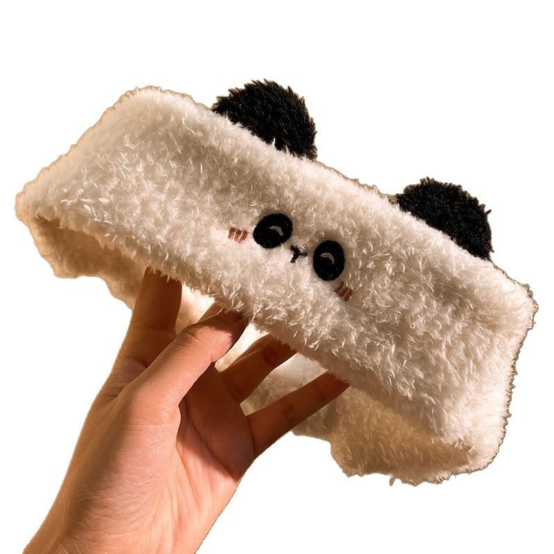 卡通毛绒小熊猫发带魔术贴熊耳朵动物洗脸头箍立体刺绣月子头巾女,淘宝优惠券,粉丝福利购,淘宝优惠卷