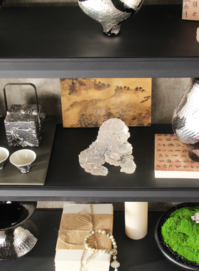 八度空间宋氏美学新中式样板间茶具售楼处书房书柜博古架饰品摆件