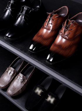 现代轻奢风样板间装饰品摆件牛皮鞋道具衣帽间软装男鞋搭配单品