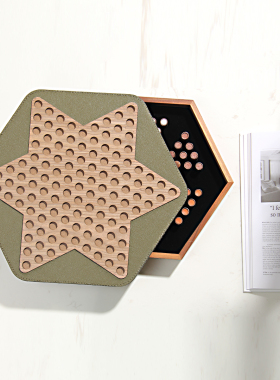 大理石水晶胡桃木棋盘桌面装饰简约轻奢软装搭配客厅售楼处摆件