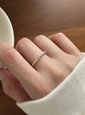 指环纯银小巧精致纹理开口女简约