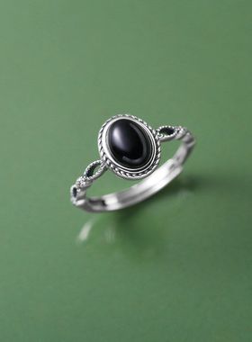 复古做旧嘻哈纯银街头玛瑙黑设计