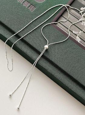 小众N7461A圆珠女个性纯银ins链