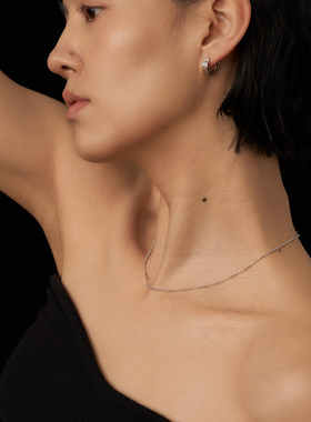 PAUSAANN 925银极细爆闪精致进口豆豆链项链小众轻奢高级感锁骨链