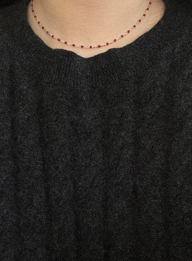 PAUSA ANN s925 棕红滴油间隔小圆珠新年氛围感项链