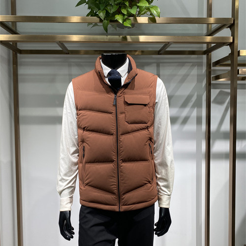 羽绒马甲25年男士立领鸭绒服外套厚款商务背心保暖上衣领佐诺依 - 图0