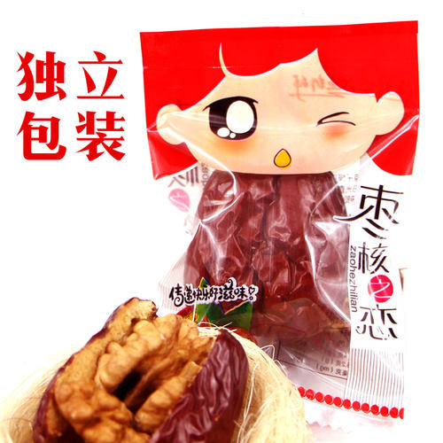 新疆特产美食大红枣和田大枣夹核桃仁抱抱果500g185纸皮核桃 - 图2