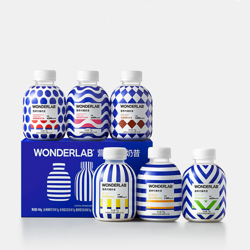 WonderLab嚼嚼代餐奶昔脂低健身锻炼胶原蛋白粉小胖瓶网红奶茶6瓶 - 图3