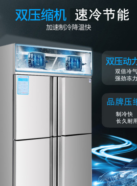 冷冻商用水果立式不锈钢四门冰箱