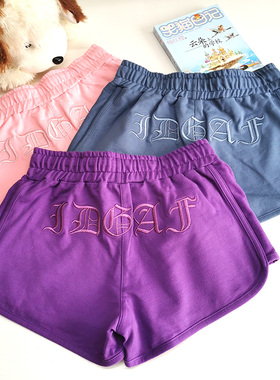 夏季薄款针织热裤 韩版纯棉运动短裤 性感跑步裤女women's shorts