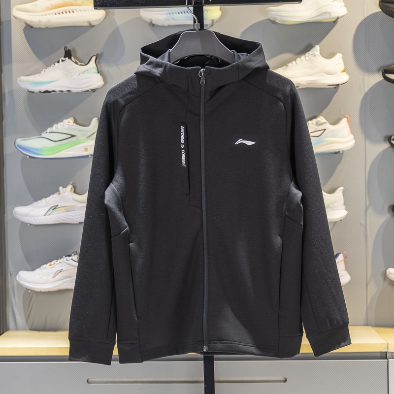 李宁外套男子2025秋季新款健身系列立体裁剪针织连帽外套AWDVD39 - 图1