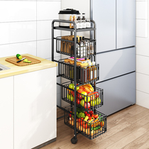 Drawer-type kitchen shelving floor multilayer fridge-side shelf Drawable Cramp Slit containing layer Shelf Vegetable Shelving