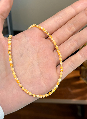 复古时尚简约百搭森系天然石串珠项链轻奢小众高级感精致锁骨链女