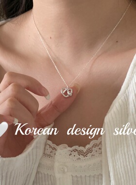 韩国东大门ins风设计饰品 S925纯银简约风镂空爱心项链高级感百搭