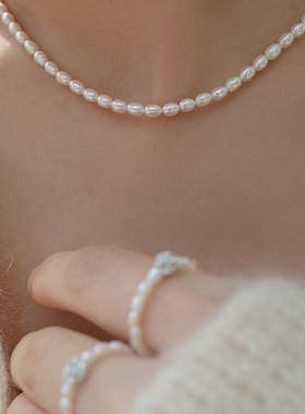 轻奢无瑕淡水珍珠小米珠项链女款2024新款爆款锁骨链高级小众颈链