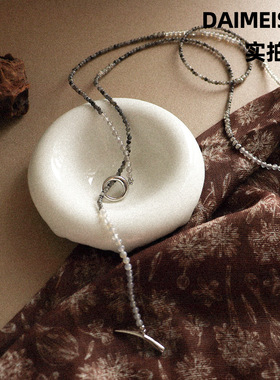 简约复古时尚百搭松石串珠长项链配饰女轻奢小众高级感叠戴毛衣链