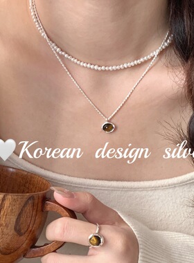 原创复古天然石项链女轻奢小众高级感锁骨链2025新款爆款颈链配饰