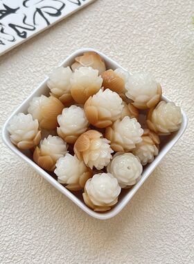 天然菩提根雕刻五层莲花散珠白玉手串佛珠背云配饰DIYdiy配件高级