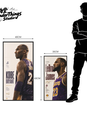 NBA球星画报科比詹姆斯库里男生卧室电竞房晶瓷画背景墙装饰画