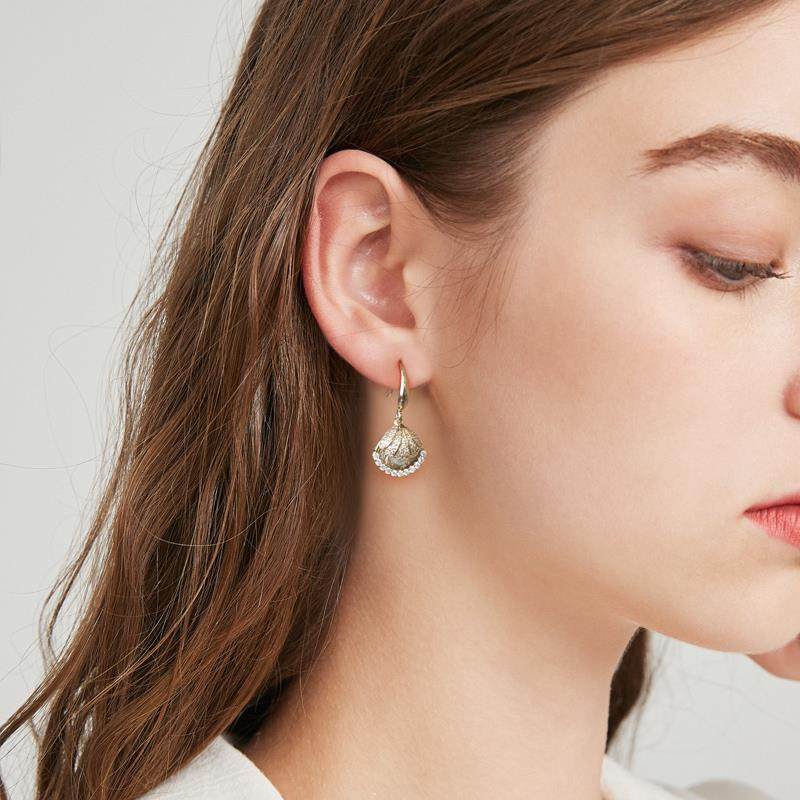 微镶咖啡金贝罗2021新款潮女耳环 金莱诗耳环