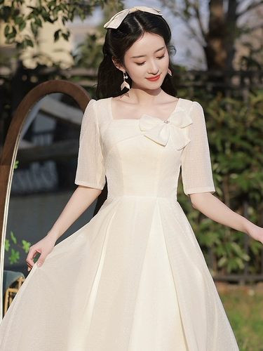 Платье подружки невесты, летнее вечернее платье, юбка, цвета шампанского, изысканный стиль