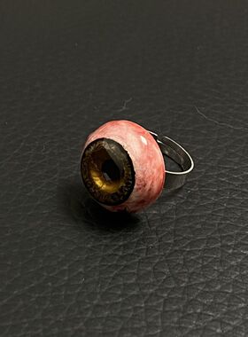 疤痕眼球戒指vintage不掉色生日礼物开口圈球体20MM左右大小