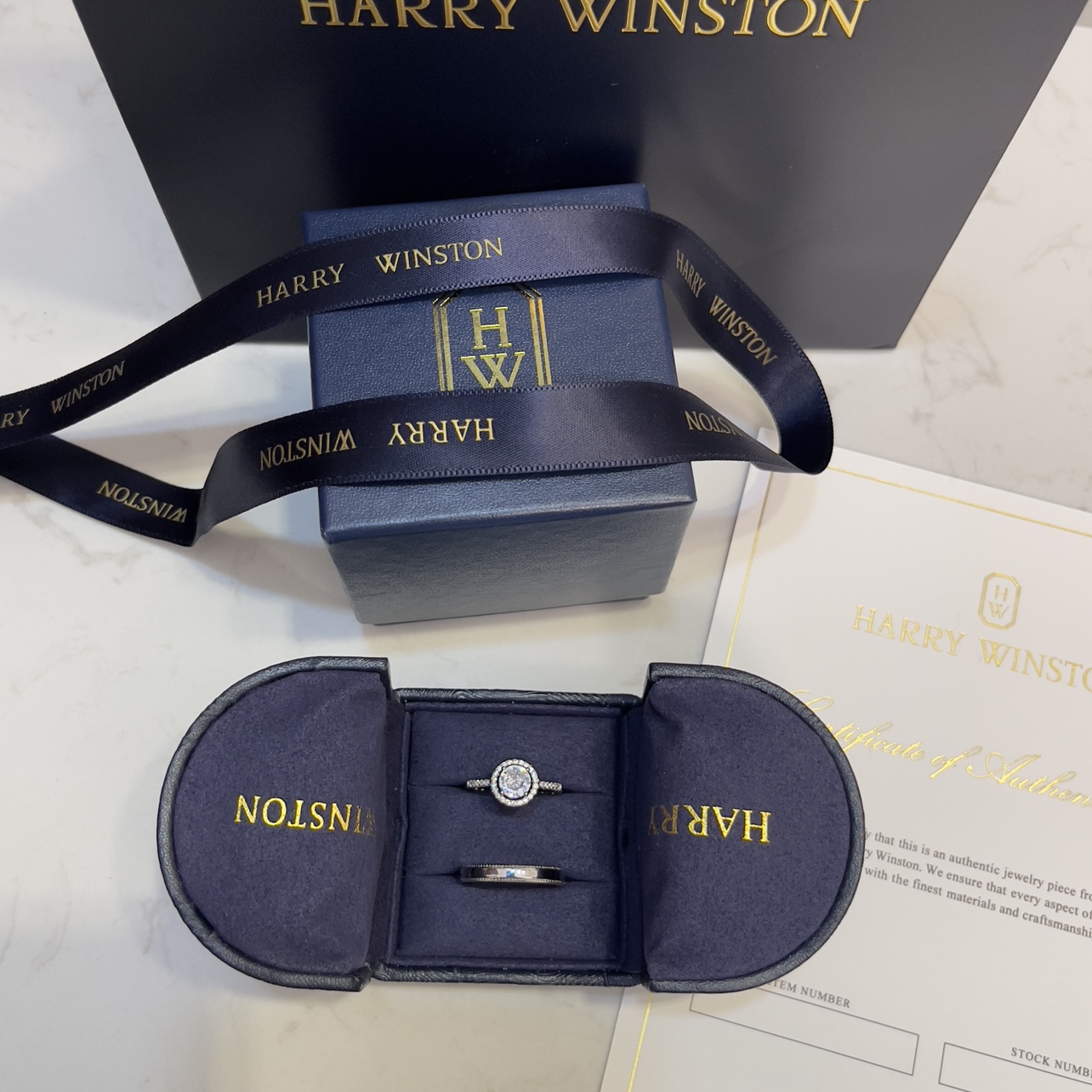 Harry Winston1/2克拉求婚结婚仿真情侣钻戒一男一女订婚活口戒指 - 图1