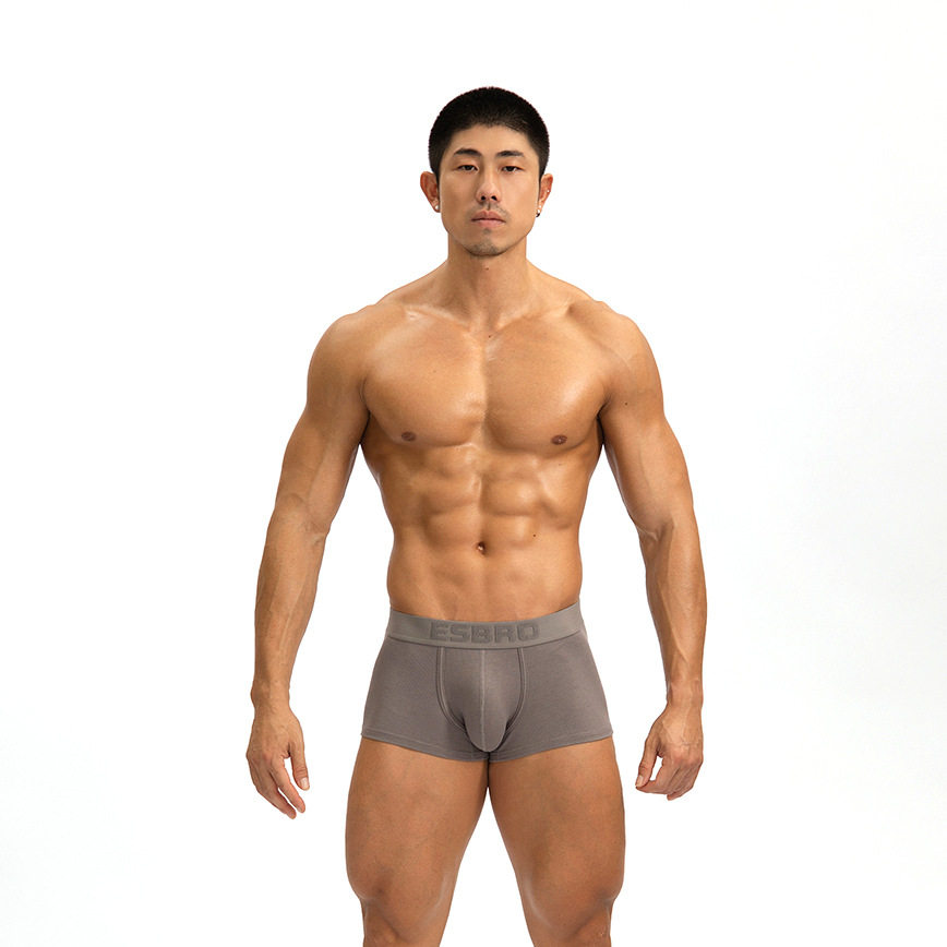 ESBRO纯色螺纹吸汗U凸透气平角内裤男 跨境欧美男生运动四角裤,淘宝优惠券,粉丝福利购,淘宝优惠卷
