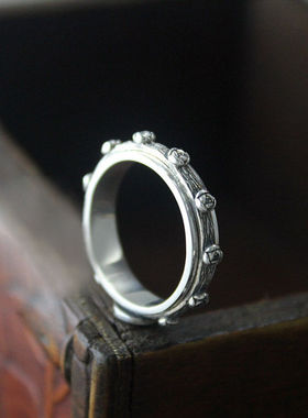 个性简约玫瑰花十字架婚配男女款情侣对戒念珠戒指李泰民同款