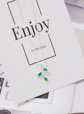 渐变绿色滴油森系锁骨链送女友