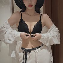 Front button lingerie female large breasted and beautiful back without steel ring Summer thin collection of underpants Bra Underpants Suit