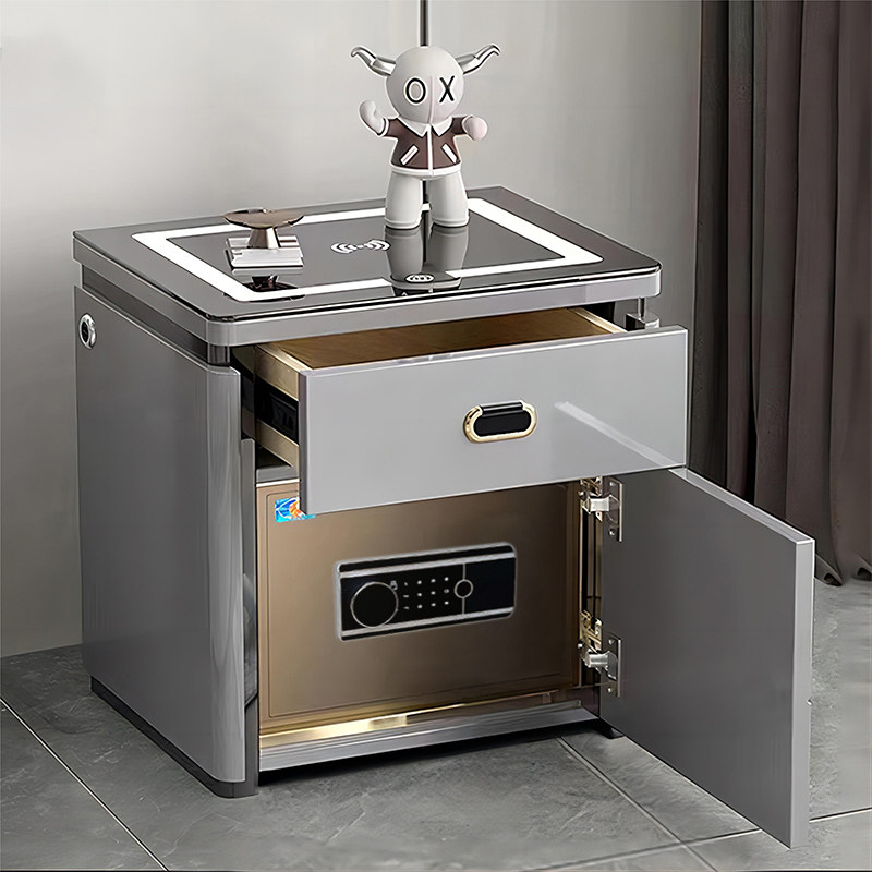 虎牌WiFi保险柜床头柜三色灯无线充电上抽指纹锁蓝牙音箱快充USB,淘宝优惠券,粉丝福利购,淘宝优惠卷