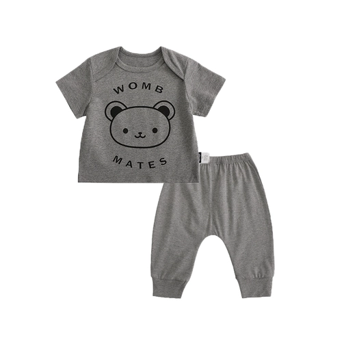 Летний брендовый детский хлопковый комплект, детские милые раздельные штаны для выхода на улицу, короткий рукав