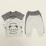 Летний брендовый детский хлопковый комплект, детские милые раздельные штаны для выхода на улицу, короткий рукав