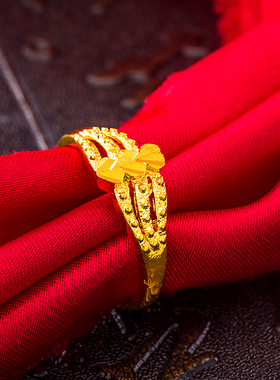 戒指仿真黄金不掉色百搭欧币首饰