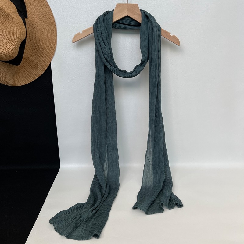 夏季新款窄细长条黑色围巾女薄款棉麻百搭褶皱加长款装饰春秋丝巾,淘宝优惠券,粉丝福利购,淘宝优惠卷