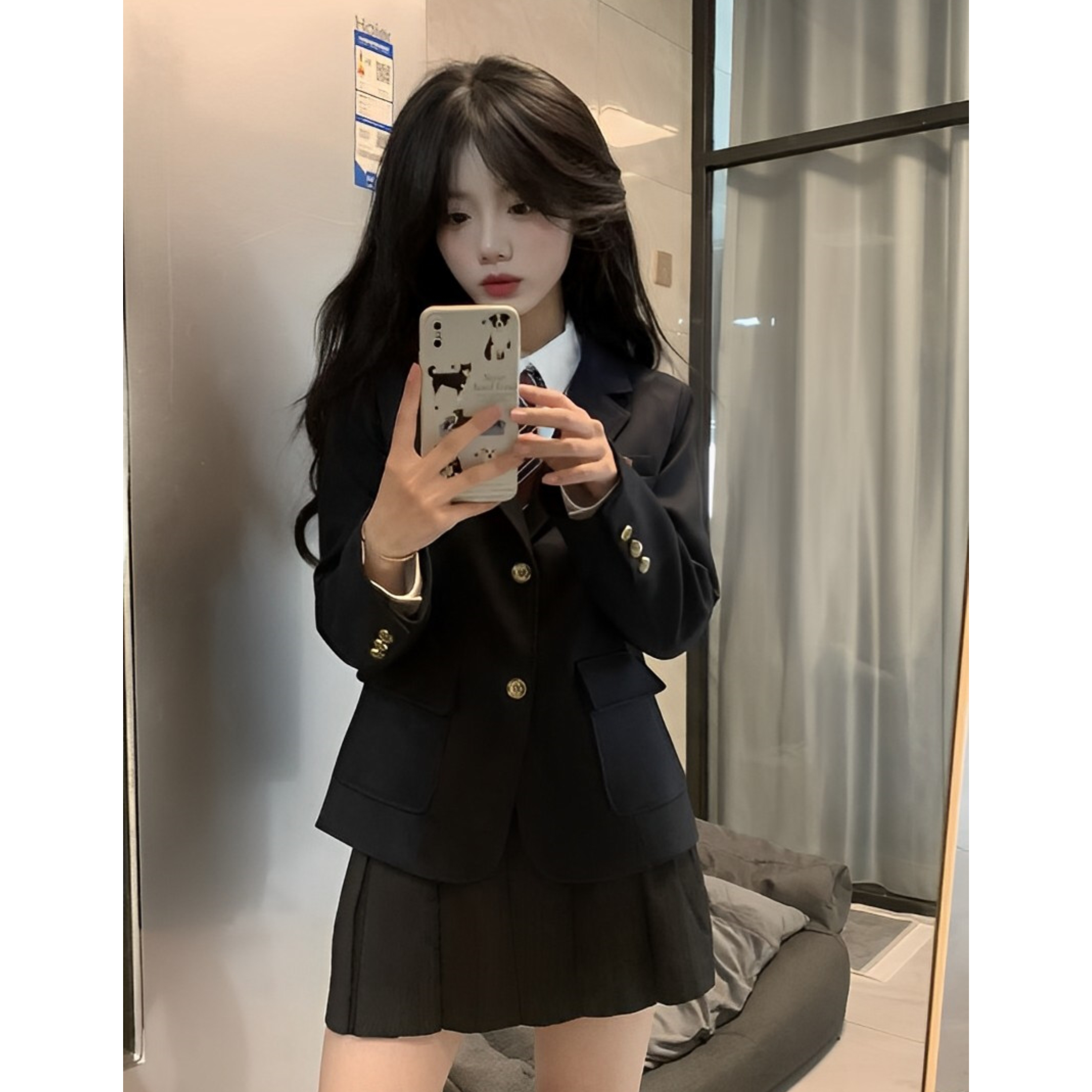 春秋季jk制服西装外套女日制校供感学院风小个子百搭西服短裙套装 - 图1