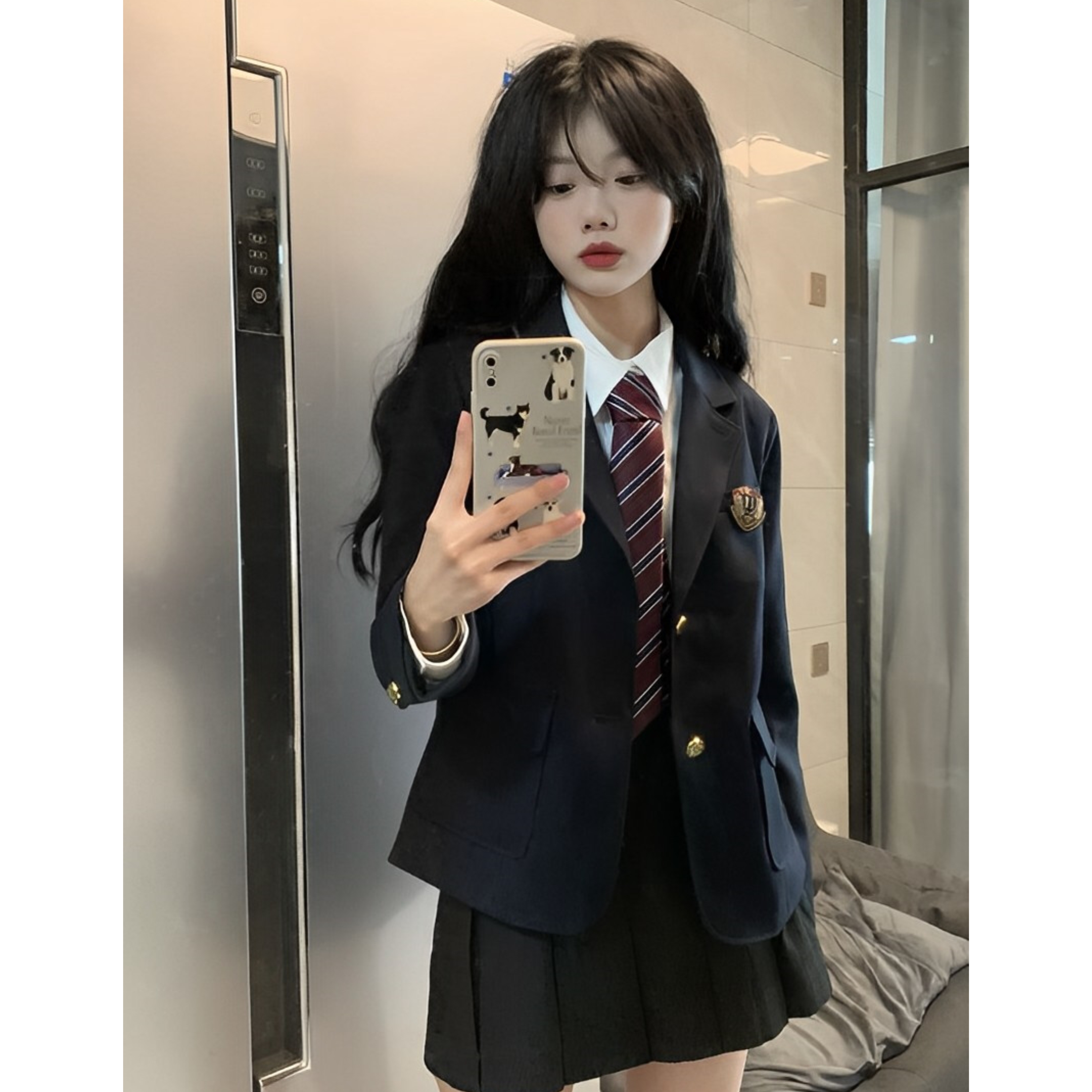 春秋季jk制服西装外套女日制校供感学院风小个子百搭西服短裙套装 - 图0