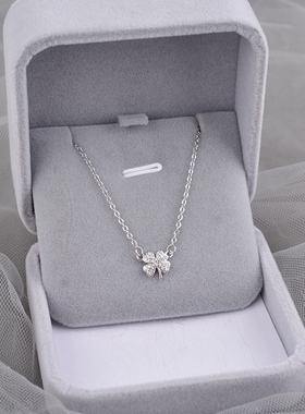 925纯银项链女幸运四叶草轻奢小众高级感2025年新款潮锁骨链刻字