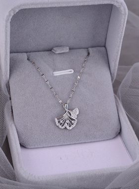 925纯银三生有幸银杏叶项链女